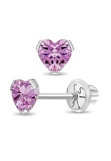 gorgeous white gold heart October birthstone baby earrings